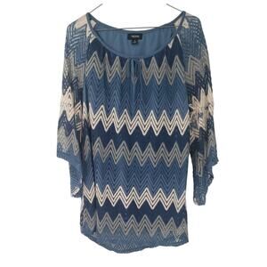 TACERA 3/4 Sleeve Chevron Top Womens Size Medium M *NWT